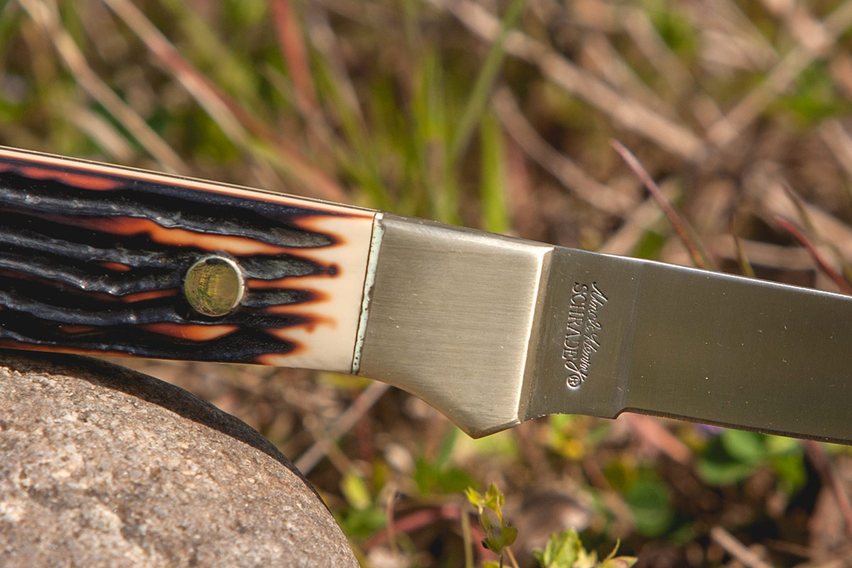 A closeup of the classic Staglon Slab handles Uncle Henry is known for. 