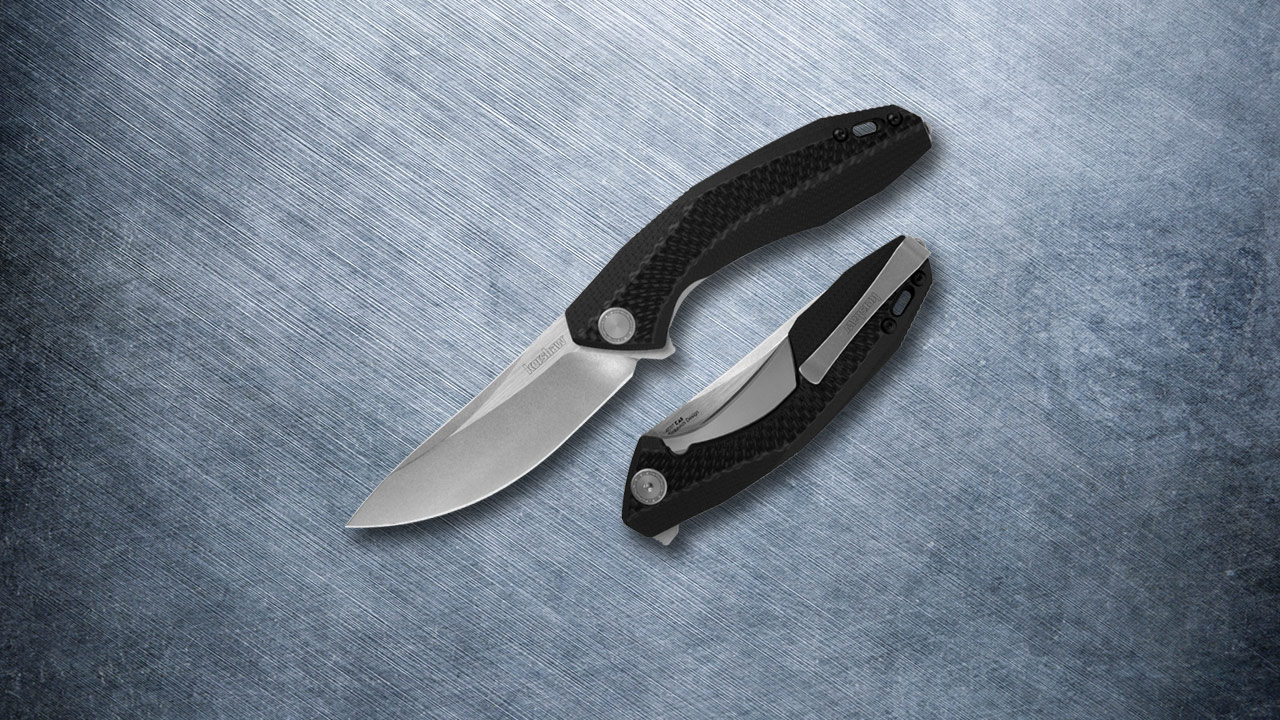 KERSHAW Tumbler Stonewash Black Carbon Fiber G10 Knife